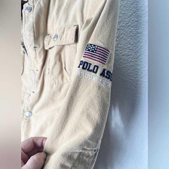 US Polo Assn kids Button Beige Bomber Button Up Jacket. Size: 7x Part Corduroy - Picture 4 of 14